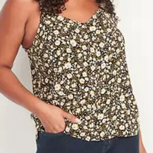 Old Navy black and cream floral tank top